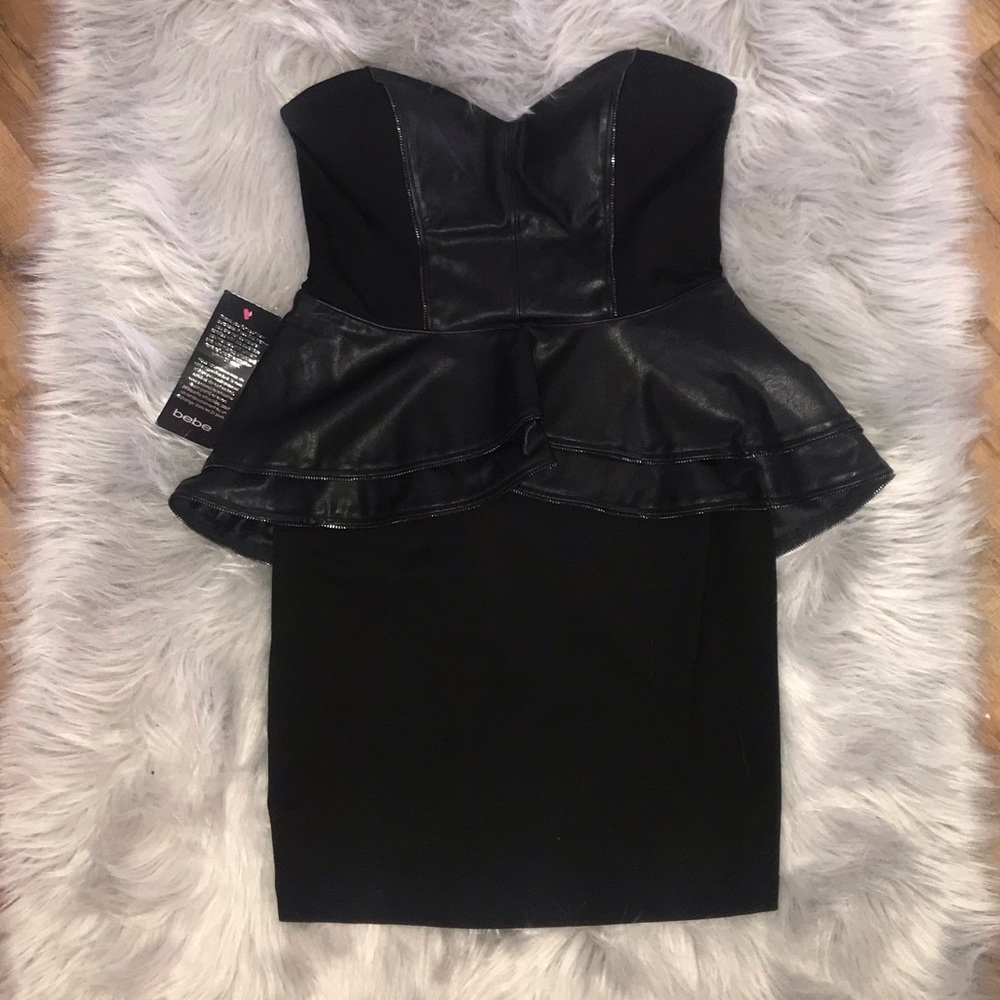 Bebe Zipper Trim Peplum Dress